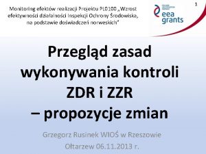 Monitoring efektw realizacji Projektu PL 0100 Wzrost efektywnoci