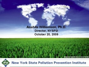 NYS Pollution Prevention Institute Anahita Williamson Ph D