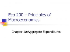 Eco 200 Principles of Macroeconomics Chapter 10 Aggregate
