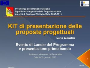 Presidenza della Regione Siciliana Dipartimento regionale della Programmazione