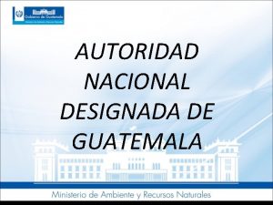 AUTORIDAD NACIONAL DESIGNADA DE GUATEMALA El Ministerio de