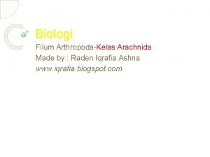 Biologi Filum ArthropodaKelas Arachnida Made by Raden Iqrafia