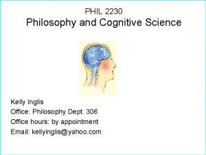 PHIL 2230 Philosophy and Cognitive Science Kelly Inglis