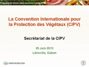 La Convention Internationale pour la Protection des Vgtaux