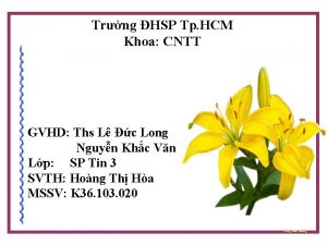 Trng HSP Tp HCM Khoa CNTT GVHD Ths