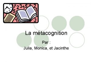La mtacognition Par Julia Monica et Jacinthe Dfinition