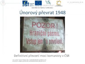 VY32INOVACE25 19 norov pevrat 1948 Definitivn pevzet moci