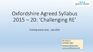 Oxfordshire Agreed Syllabus 2015 20 Challenging RE Training