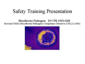 Safety Training Presentation Bloodborne Pathogens 29 CFR 1910