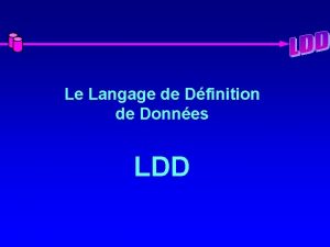 Le Langage de Dfinition de Donnes LDD Les