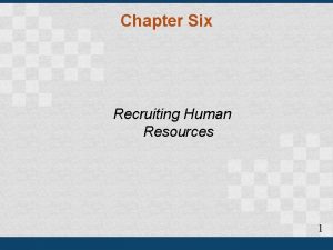 Chapter Six Recruiting Human Resources 1 Chapter Outline