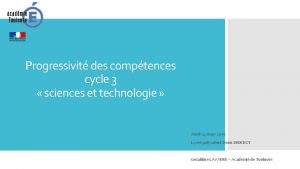 Progressivit des comptences cycle 3 sciences et technologie