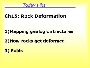 Todays list Ch 15 Rock Deformation 1Mapping geologic
