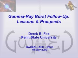 GammaRay Burst FollowUp Lessons Prospects Derek B Fox