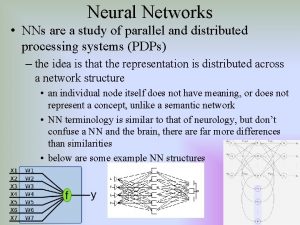 Neural Networks NNs are a study of parallel