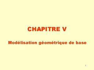CHAPITRE V Modlisation gomtrique de base 1 Modlisation