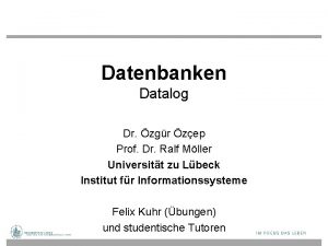 Datenbanken Datalog Dr zgr zep Prof Dr Ralf