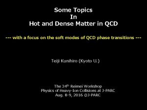 Some Topics In Hot and Dense Matter in