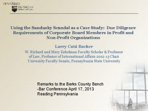Using the Sandusky Scandal as a Case Study