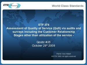 STF 374 Assessment of Quality of Service Qo