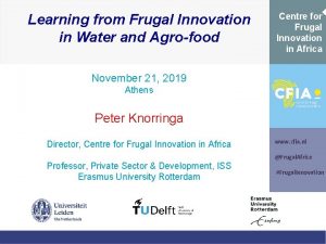 Learning from Frugal Innovation in Water and Agrofood