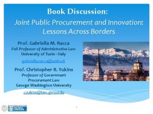 Book Discussion Joint Public Procurement and Innovation Lessons