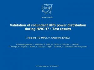 Validation of redundant UPS power distribution during HWC