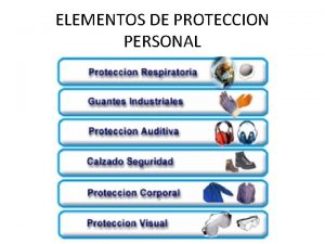 ELEMENTOS DE PROTECCION PERSONAL OBJETIVO Proporcionar los conocimientos