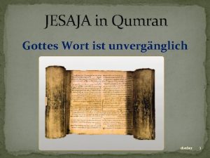 JESAJA in Qumran Gottes Wort ist unvergnglich sfweber