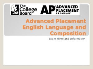 Advanced Placement English Language and Composition Exam Hints