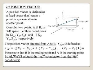 2 7 POSITION VECTOR A position vector is