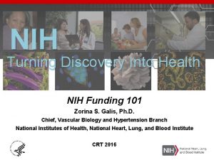 NIH Turning Discovery Into Health NIH Funding 101