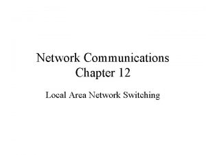 Network Communications Chapter 12 Local Area Network Switching