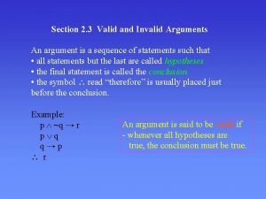 Section 2 3 Valid and Invalid Arguments An