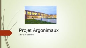 Projet Argonimaux Collge de Bessires Projet Argonimaux Projet