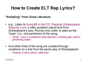 How to Create ELT Rap Lyrics Sampling from