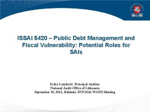 ISSAI 5420 Public Debt Management and Fiscal Vulnerability