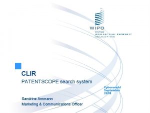 CLIR PATENTSCOPE search system Cyberworld September 2018 Sandrine