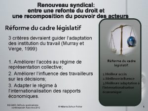 Rforme du cadre lgislatif 3 critres devraient guider