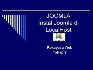 JOOMLA Instal Joomla di Local Host Rekayasa Web