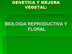 GENETICA Y MEJORA VEGETAL BIOLOGIA REPRODUCTIVA Y FLORAL