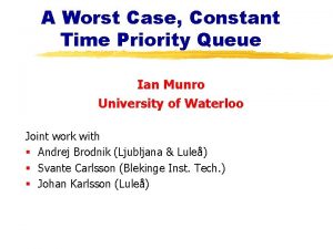 A Worst Case Constant Time Priority Queue Ian