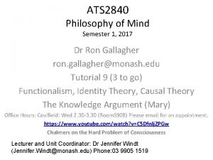 ATS 2840 Philosophy of Mind Semester 1 2017