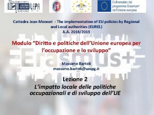 Cattedra Jean Monnet The implementation of EU policies
