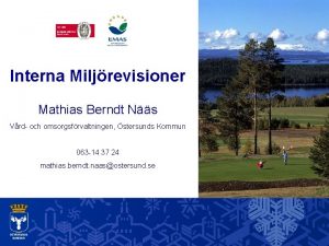 Interna Miljrevisioner Mathias Berndt Ns Vrd och omsorgsfrvaltningen