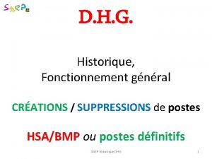 D H G Historique Fonctionnement gnral CRATIONS SUPPRESSIONS