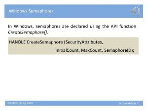 Windows Semaphores In Windows semaphores are declared using