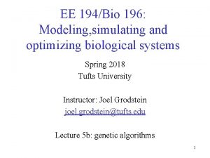 EE 194Bio 196 Modeling simulating and optimizing biological