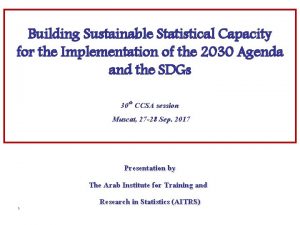 Building Sustainable Statistical Capacity for the Implementation of