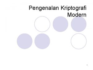 Pengenalan Kriptografi Modern 1 Pendahuluan l Beroperasi dalam